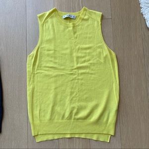 Zara Sleeveless Knit Top Size Small Knit Yellow